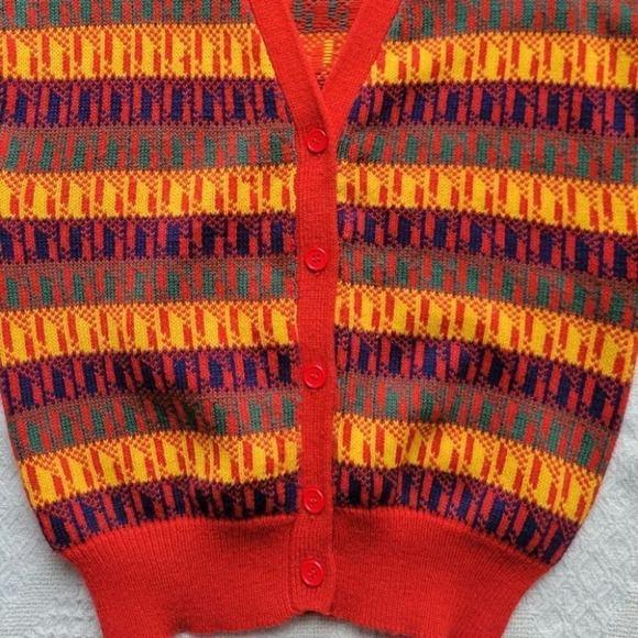 Sweet Baby Jane, Red Colorful Button  up Knit Cardigan - Picture 4 of 13
